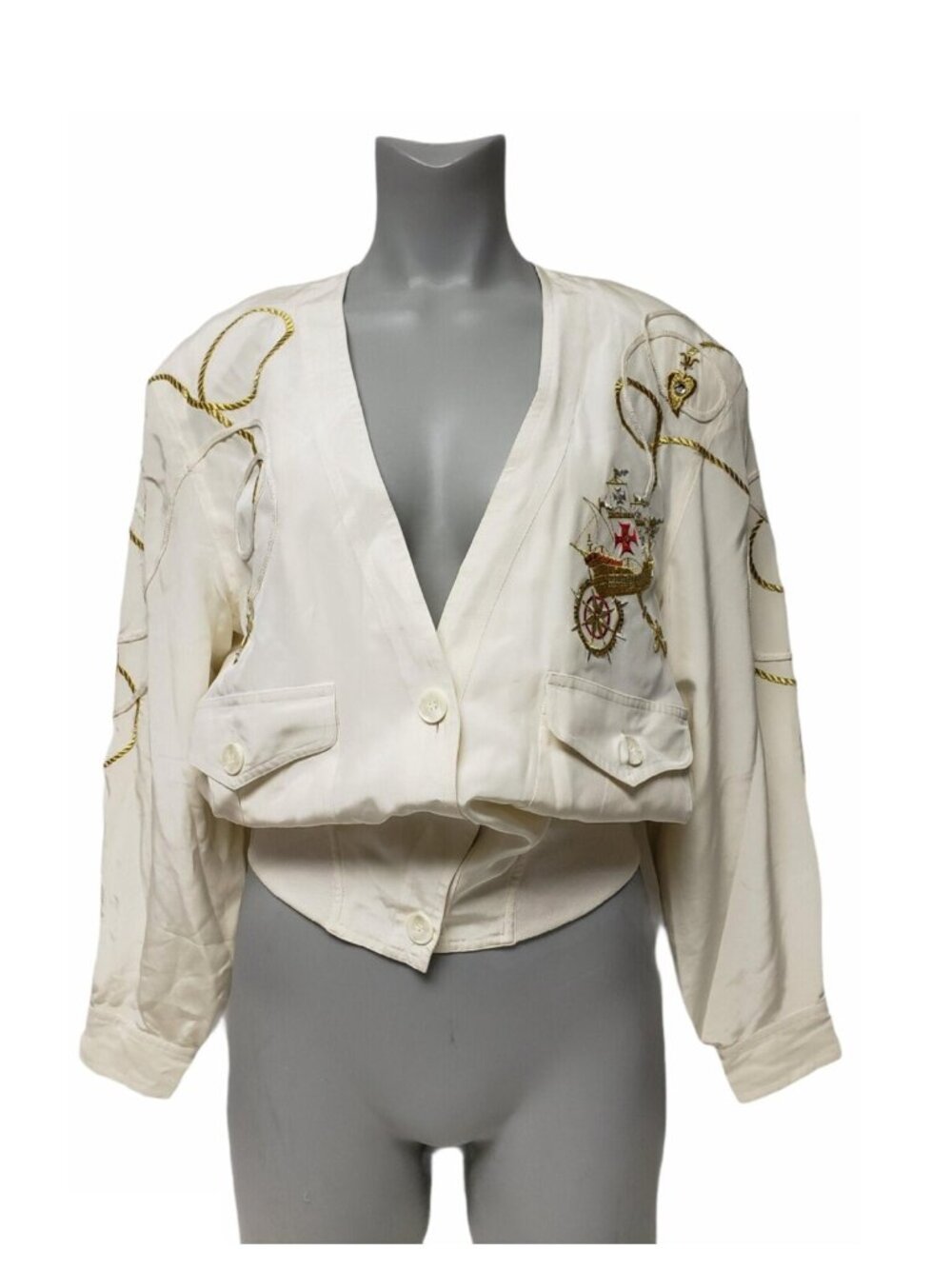 80s Lillie Rubin nautical design 100% silk light jacket . size 8